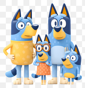 Bluey Family - Blue Cartoon Dogs Family PNG