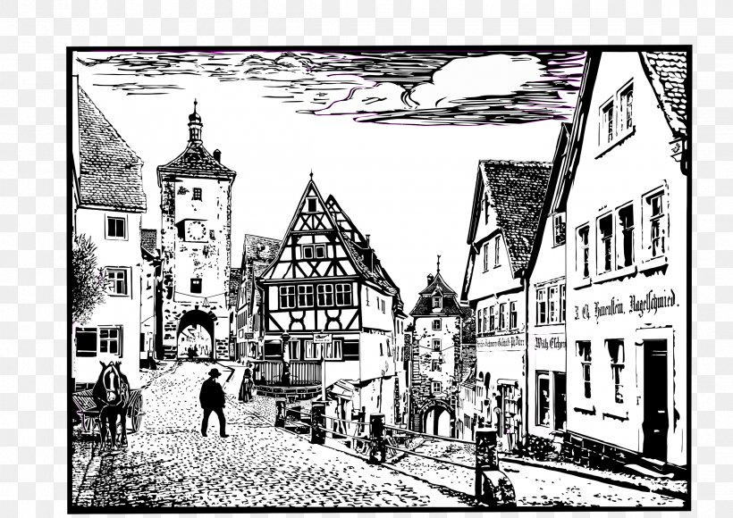 Rothenburg Ob Der Tauber Clip Art, PNG, 2400x1698px, Rothenburg Ob Der Tauber, Arch, Art, Artwork, Black And White Download Free