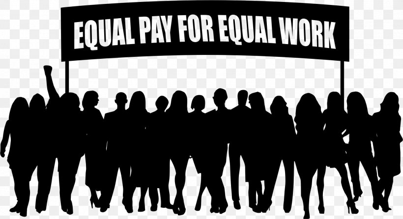 Equal Pay For Equal Work Gender Pay Gap Equal Pay Day Equal Pay Act Of 1963 Clip Art, PNG, 1856x1013px, Equal Pay For Equal Work, Advertising, Black And White, Brand, Crowd Download Free