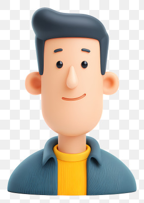 Friendly 3D Man Bust PNG
