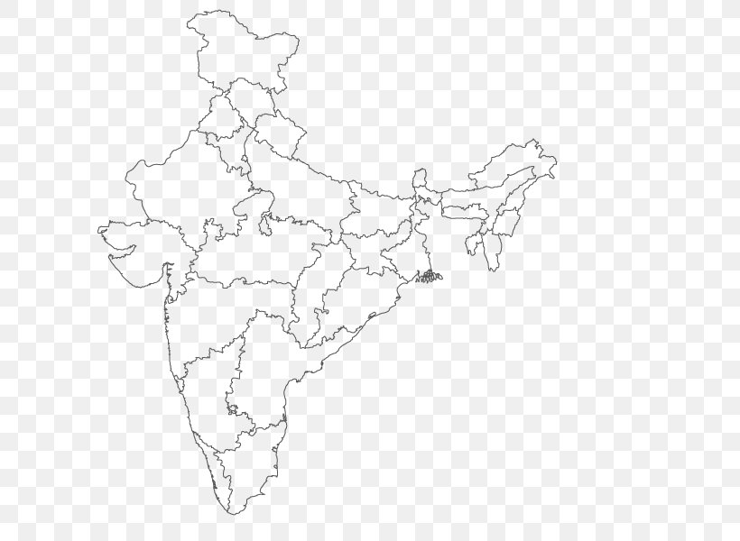 States And Territories Of India Blank Map World Map, PNG, 610x600px, India, Animated Mapping, Area, Artwork, Black And White Download Free
