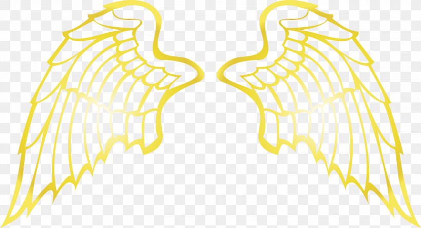 Wing Yellow Line Line Art Symmetry, PNG, 3000x1630px, Wings, Angle Wings, Bird Wings, Line, Line Art Download Free