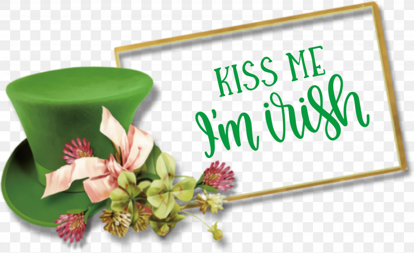 Saint Patrick Patricks Day Kiss Me, PNG, 3000x1833px, Saint Patrick, Bowler Hat, Floral Design, Floral Frame, Green Download Free