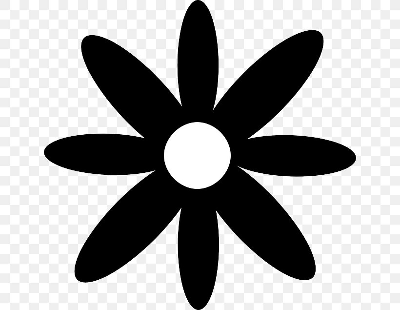 Common Daisy Flower Silhouette Clip Art, PNG, 640x635px, Common Daisy, Artwork, Black And White, Drawing, Flower Download Free