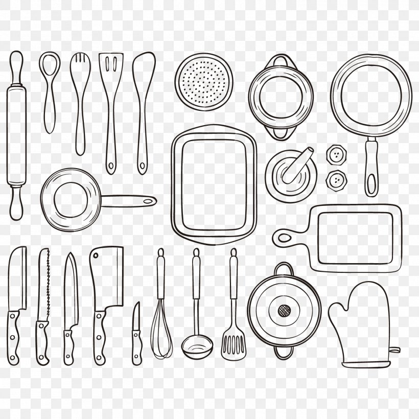 Kitchen Utensil Drawing Tool, PNG, 1500x1500px, Kitchen Utensil, Area, Auto Part, Black And White, Chefs Knife Download Free