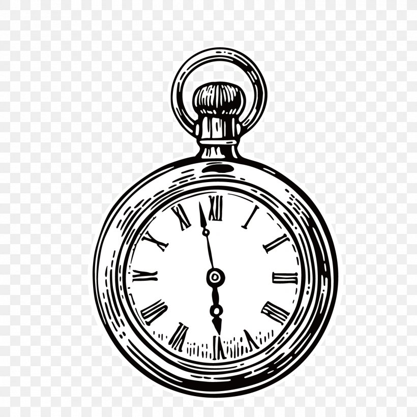 Pocket Watch Stock Photography Royalty-free Stock Illustration, PNG, 1500x1500px, Pocket Watch, Black And White, Brand, Clock, Drawing Download Free