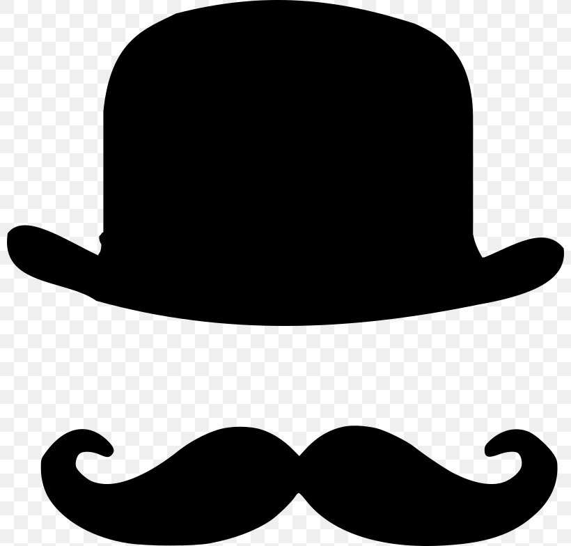 Bowler Hat Moustache Top Hat, PNG, 800x784px, Bowler Hat, Beard, Black And White, Fashion, Hat Download Free