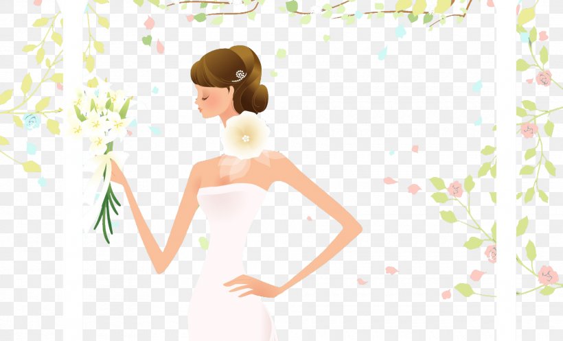 Bride Euclidean Vector Wedding Dress, PNG, 1920x1164px, Watercolor, Cartoon, Flower, Frame, Heart Download Free