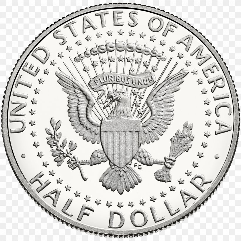 Denver Mint Kennedy Half Dollar Proof Coinage United States Mint, PNG, 2000x2000px, Denver Mint, Black And White, Coin, Currency, Dollar Coin Download Free