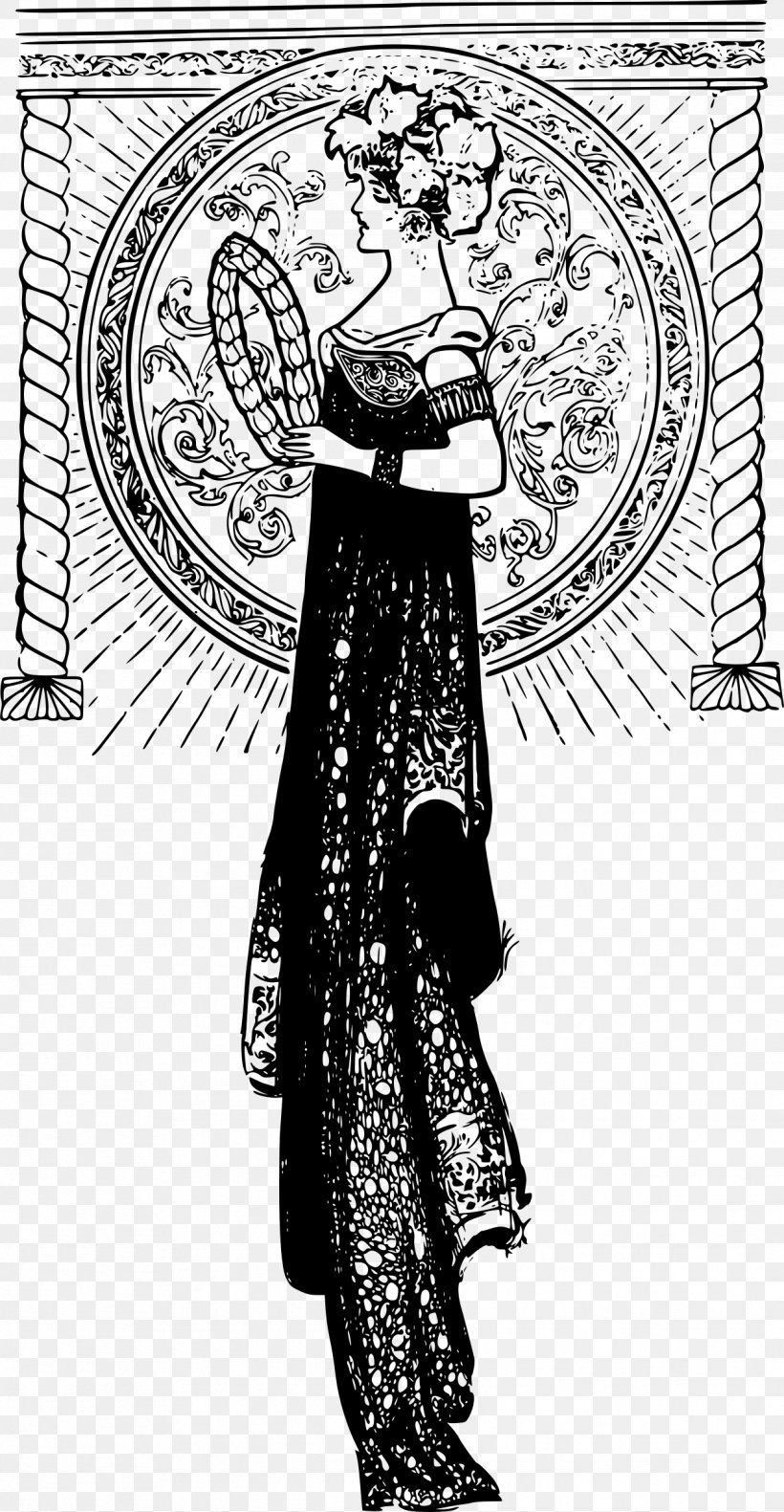 Woman Drawing Clip Art, PNG, 1244x2400px, Woman, Art, Black And White, Clothing, Costume Download Free