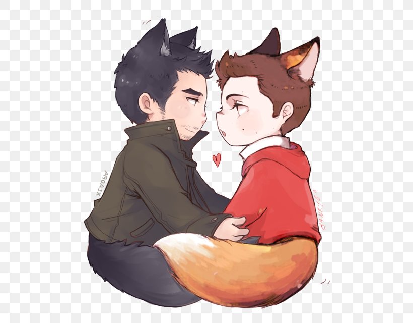 Cat Stiles Stilinski Derek Hale Canidae The Wolf And The Fox, PNG, 550x640px, Watercolor, Cartoon, Flower, Frame, Heart Download Free