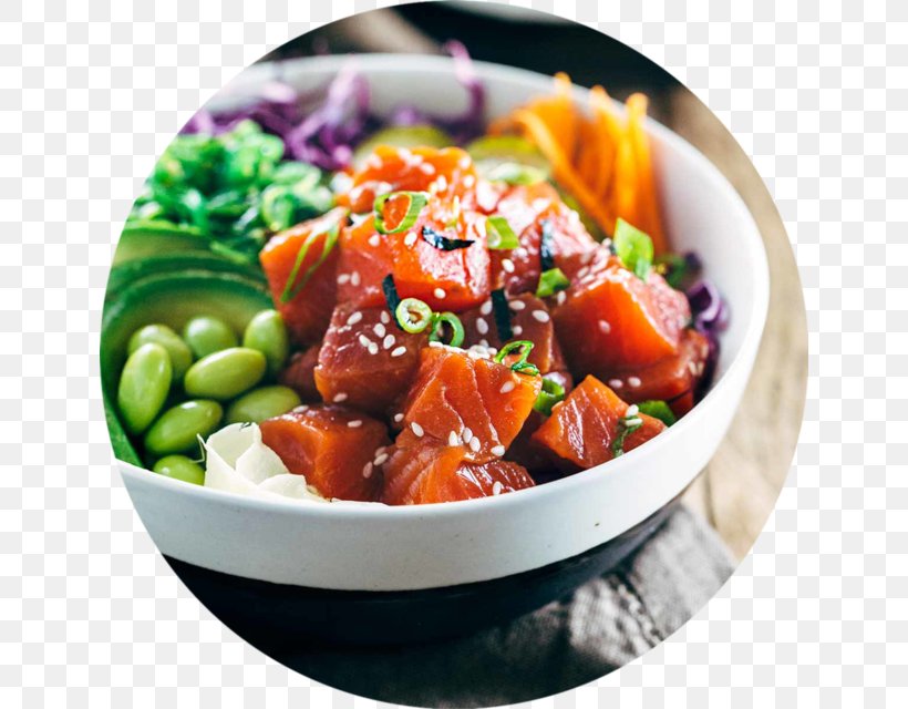 Poke Sushi Cuisine Of Hawaii Japanese Cuisine Salmon, PNG, 640x640px, Poke, Asian Food, Bowl, Cuisine, Cuisine Of Hawaii Download Free