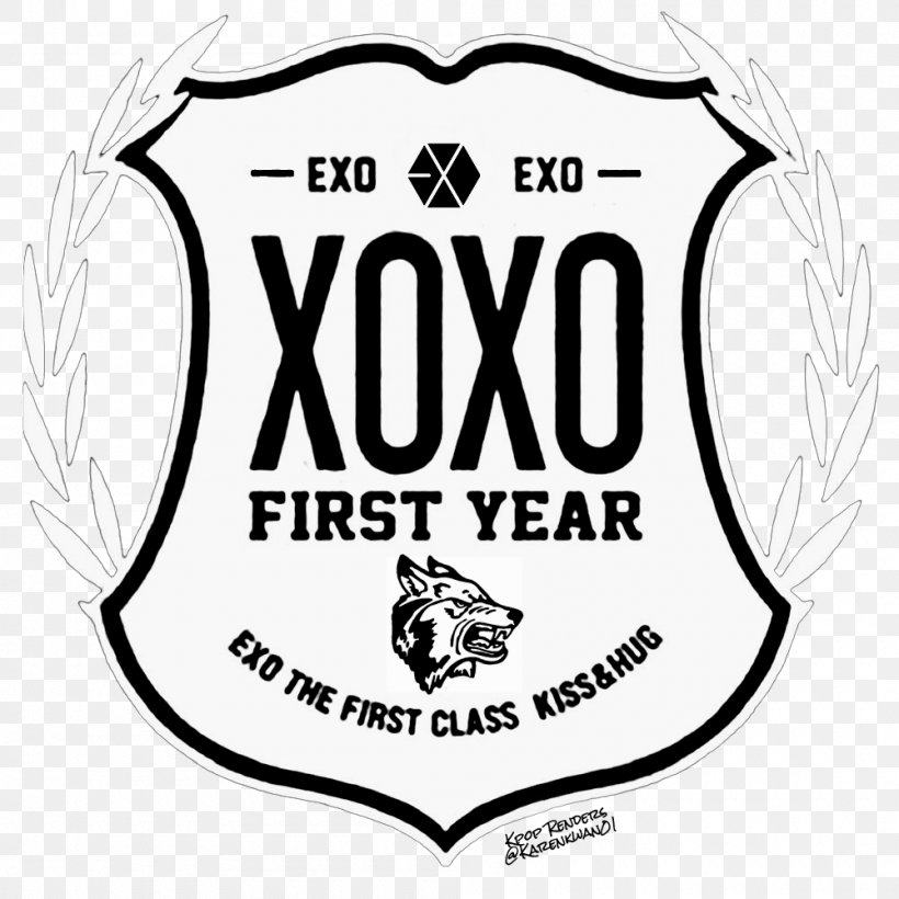 XOXO EXO Wolf Logo K-pop, PNG, 1000x1000px, Xoxo, Area, Black, Black And White, Brand Download Free