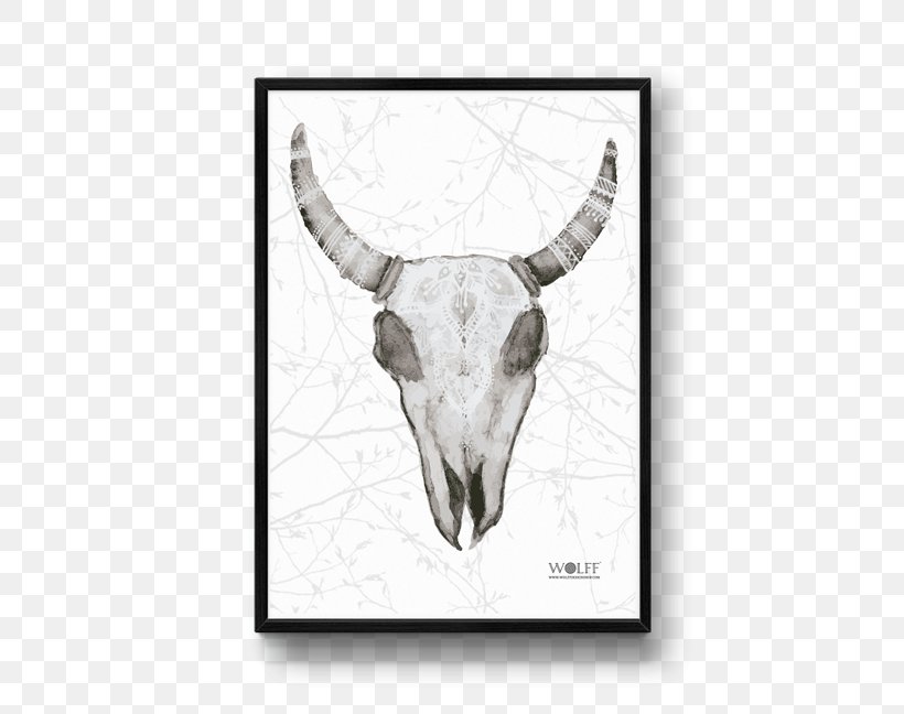Acid-free Paper Drawing Cattle Watercolor Painting, PNG, 570x648px, Paper, Acidfree Paper, Antler, Black And White, Bone Download Free