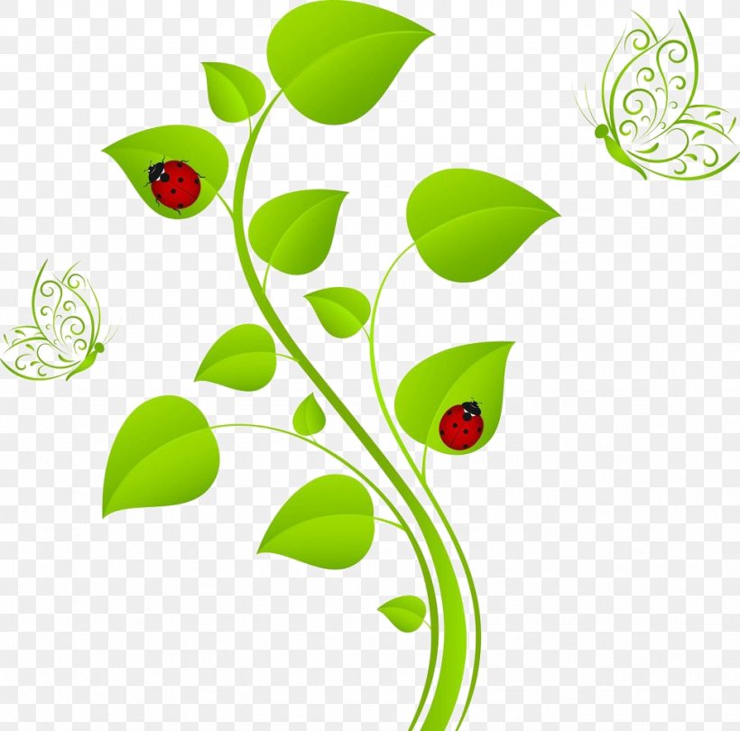 Butterflies And Stems And Leaves, PNG, 974x963px, Leaf, Beetle, Branch, Clip Art, Coccinella Septempunctata Download Free