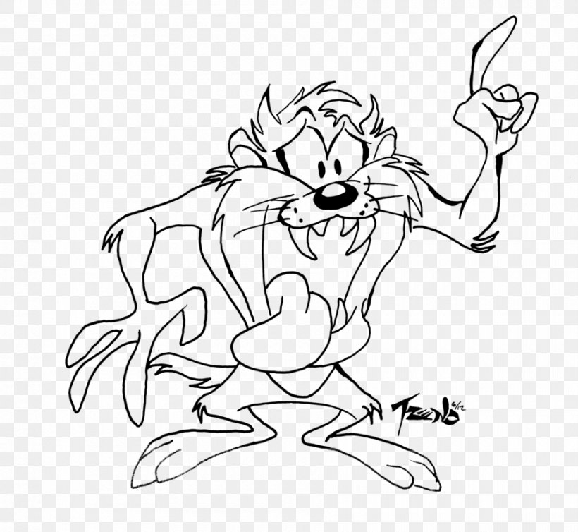 Tasmanian Devil Drawing Line Art Cartoon Daffy Duck, PNG, 900x828px,  Watercolor, Cartoon, Flower, Frame, Heart Download