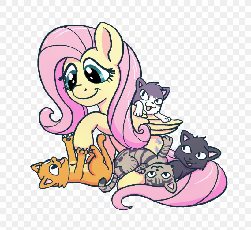 Fluttershy Cat Pony Kitten Horse, PNG, 1280x1173px, Watercolor, Cartoon, Flower, Frame, Heart Download Free