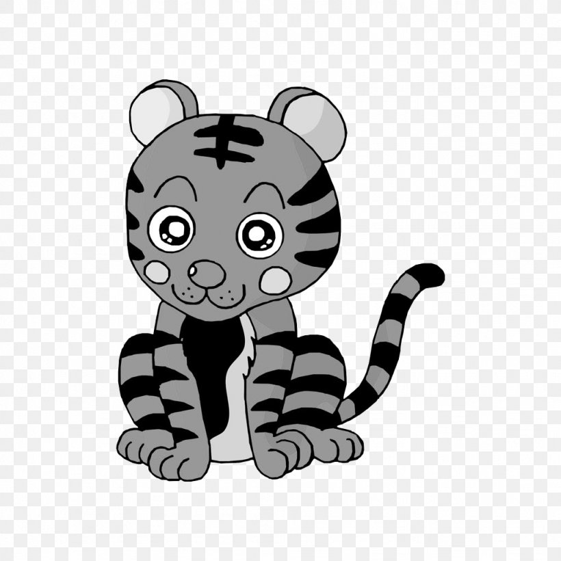 Tiger Comics Cartoon Illustration, PNG, 1024x1024px, Tiger, Animal, Big Cats, Black, Black And White Download Free