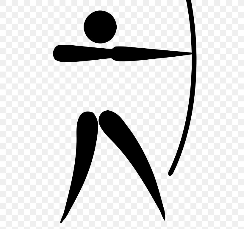 Summer Olympic Games Archery Pictogram Bow And Arrow Clip Art, PNG, 768x768px, Summer Olympic Games, Archery, Area, Black, Black And White Download Free