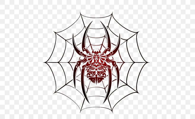 Spider Web Tattoo Clip Art, PNG, 500x500px, Spider, Area, Art, Black, Black And White Download Free