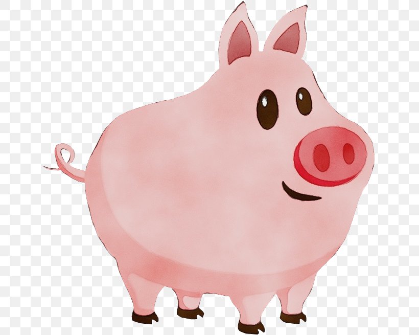 Piggy Bank, PNG, 649x655px, Watercolor, Cartoon, Domestic Pig, Livestock, Paint Download Free