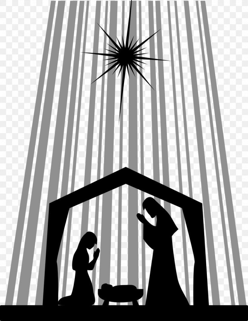 Nativity Of Jesus Nativity Scene Silhouette Manger Clip Art, PNG, 850x1100px, Nativity Of Jesus, Black, Black And White, Building, Child Jesus Download Free