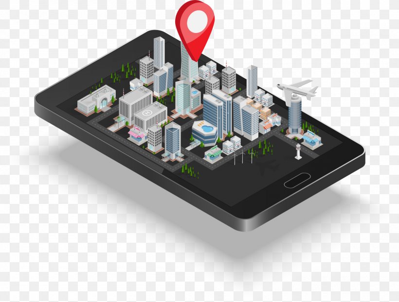 GPS Navigation Device Isometric Projection 3D Computer Graphics Illustration, PNG, 2000x1518px, 3d Computer Graphics, Gps Navigation Device, City Map, Concept, Electronic Component Download Free