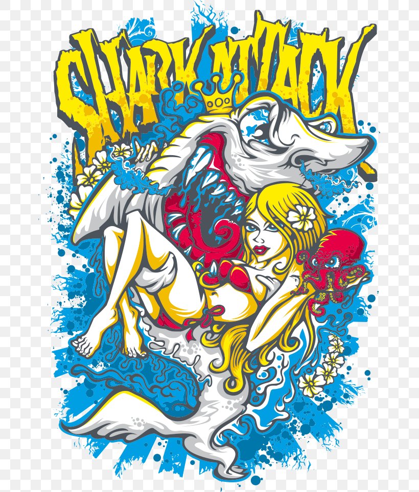 Printed T-shirt Shark Top, PNG, 669x964px, Tshirt, Art, Artwork, Clothing, Fashion Download Free