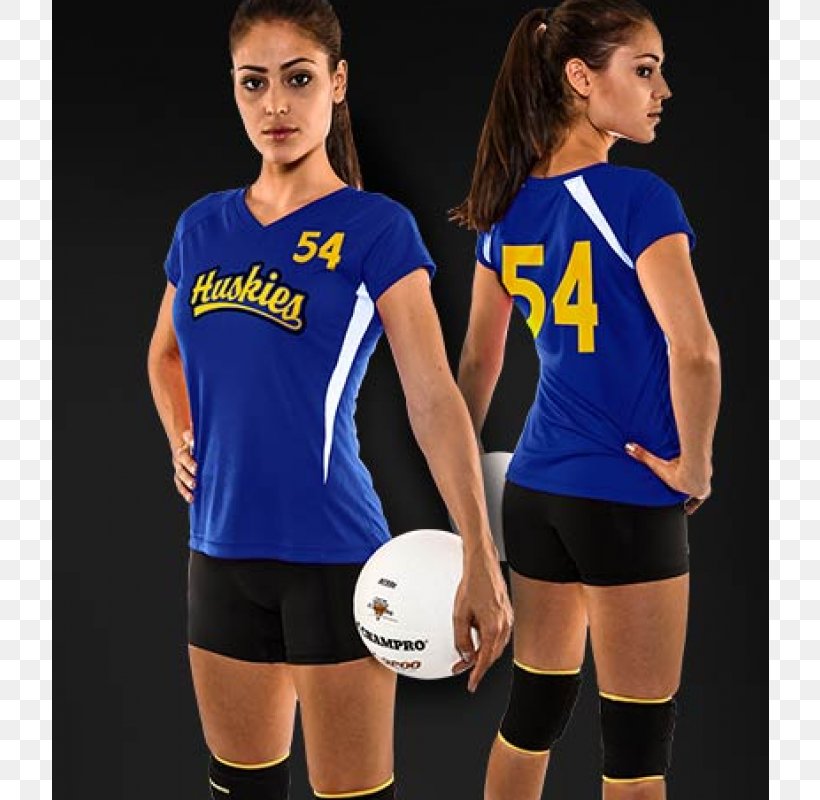Jersey Uniform T-shirt Volleyball Woman, PNG, 800x800px, Jersey, Blue, Clothing, Joint, Knee Download Free
