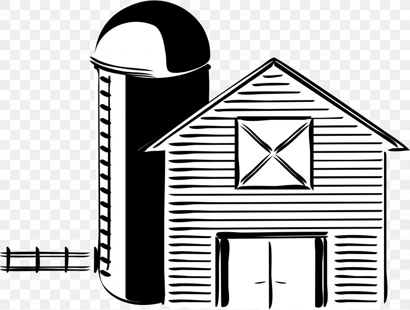 Cattle Silo Clip Art Vector Graphics Agriculture, PNG, 2400x1820px, Cattle, Agriculture, Area, Barn, Black And White Download Free