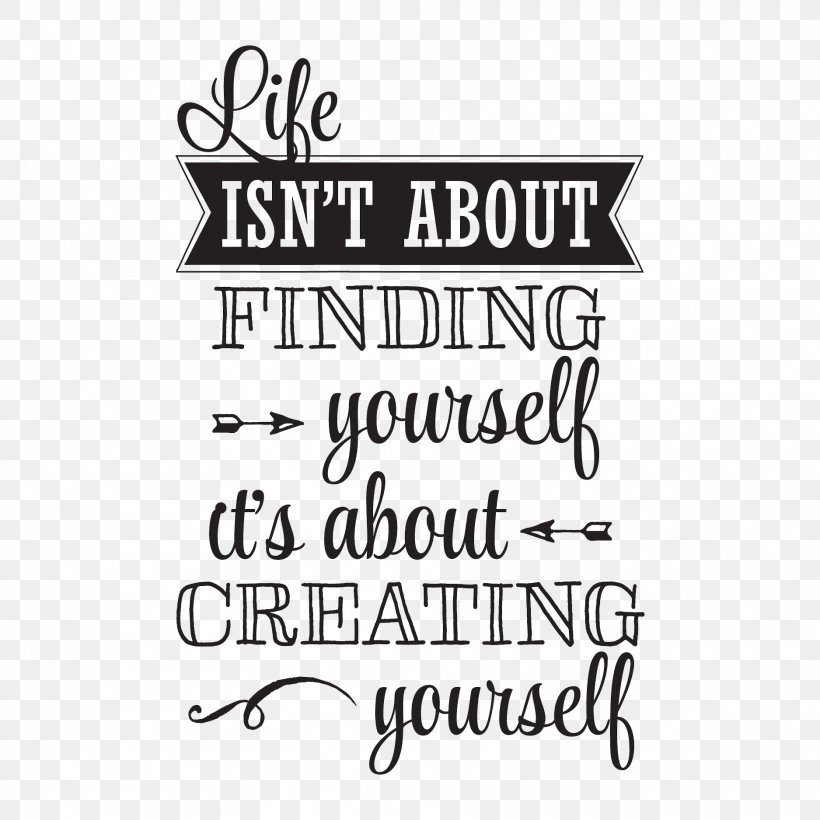 Life Isn't About Finding Yourself. Life Is About Creating Yourself. Brand Logo Font Text Messaging, PNG, 1875x1875px, Brand, Area, Black, Black And White, Black M Download Free