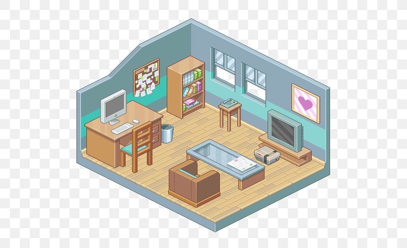 Isometric Projection Living Room Drawing Bedroom, PNG, 535x500px