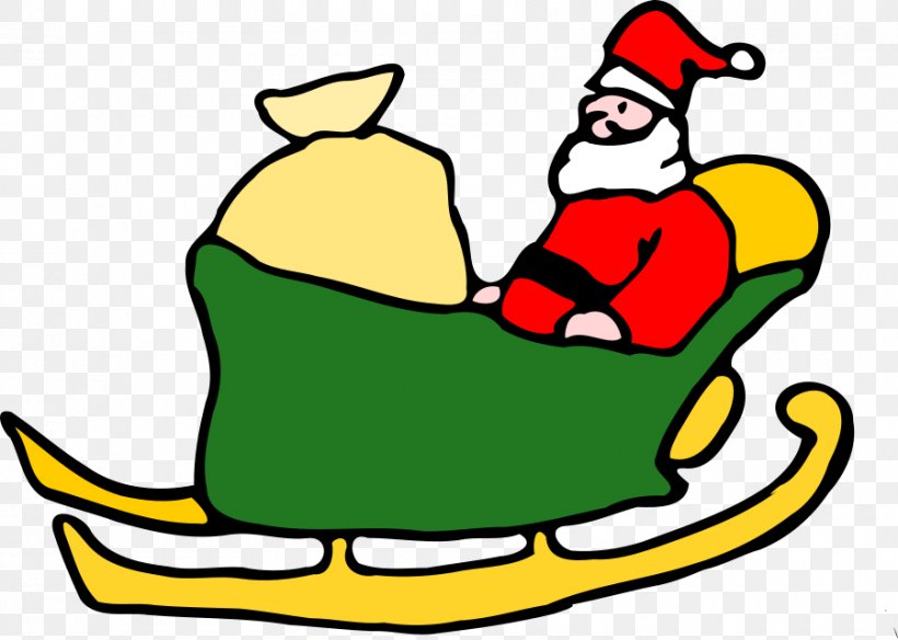 Santa Claus Reindeer Sled Clip Art, PNG, 900x642px, Santa Claus, Area, Art, Artwork, Beak Download Free