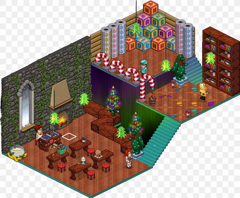 Habbo Santa Claus Santa's Workshop Room, PNG, 1035x855px, Habbo, Fireplace, Game, Home, House Download Free