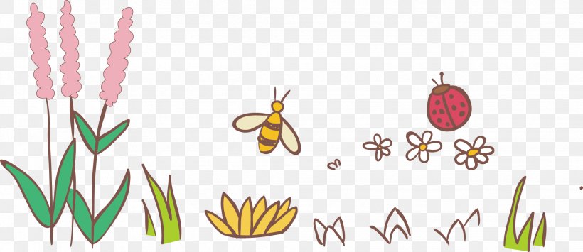 Bee Illustration, PNG, 2043x885px, Bee, Artworks, Flora, Floral Design, Flower Download Free