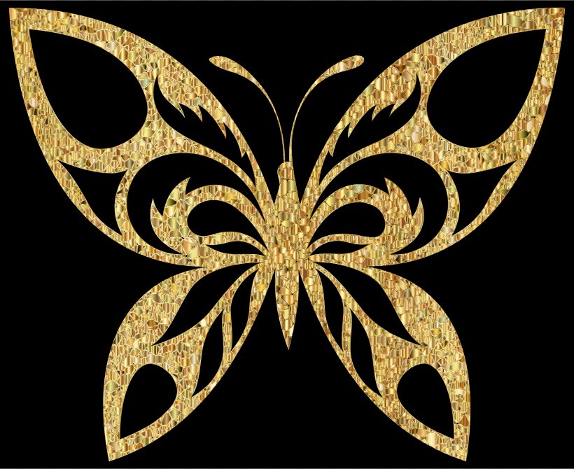 Butterfly Gold Silhouette Clip Art, PNG, 2400x1962px, Butterfly, Art, Arthropod, Drawing, Gold Download Free