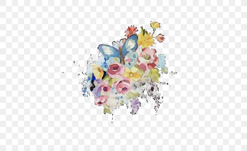Floral Design, PNG, 500x500px, Watercolor, Bouquet, Butterfly, Cut Flowers, Floral Design Download Free