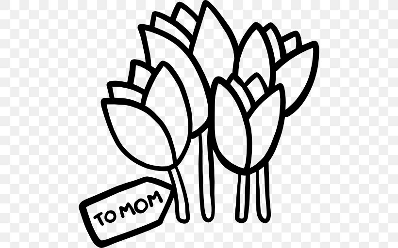 Flower Tulip Clip Art, PNG, 512x512px, Flower, Area, Black, Black And White, Computer Software Download Free
