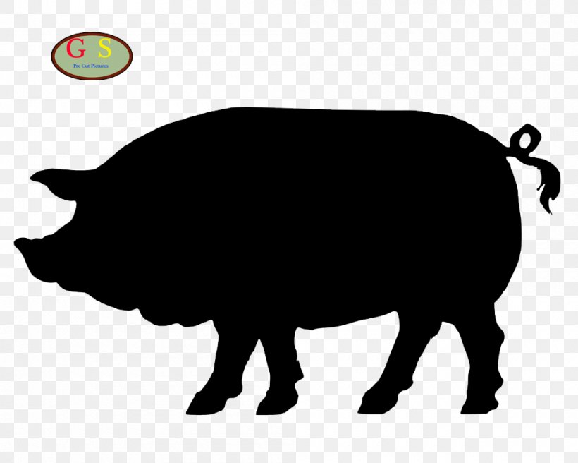 Mr. Pig's Smokehouse Silhouette Clip Art, PNG, 1000x800px, Pig, Art, Black, Black And White, Cattle Like Mammal Download Free