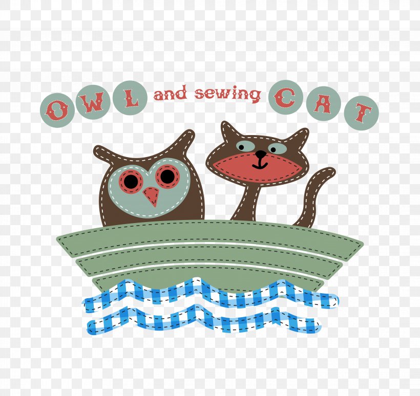 Owl And Sewing Cat Pattern, PNG, 4267x4031px, Owl, Applique, Bird, Bird Of Prey, Cat Download Free