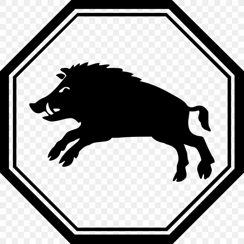 Wild Boar Octagon, PNG, 2000x2000px, Pig, Astrological Sign, Black, Black And White, Carnivoran Download Free