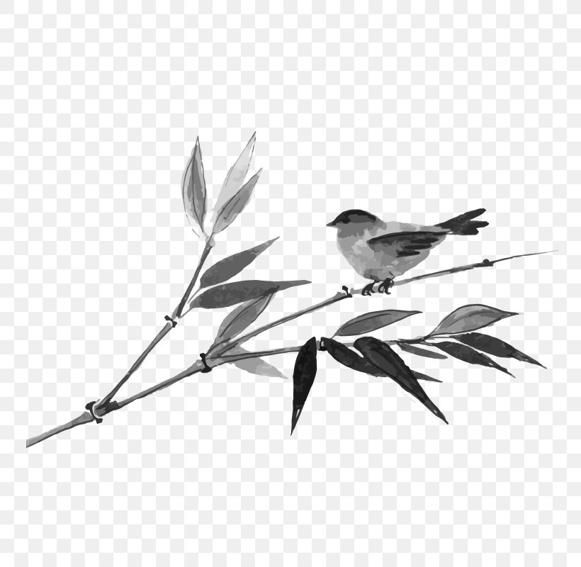 Ink Wash Painting Bamboo Japanese Art Japanese Painting, PNG, 800x800px, Ink Wash Painting, Bamboo, Beak, Bird, Black And White Download Free