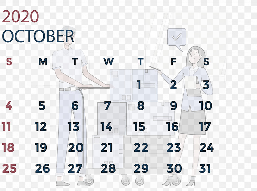 October 2020 Calendar October 2020 Printable Calendar, PNG, 3000x2235px, October 2020 Calendar, Angle, Area, Fox, Line Download Free