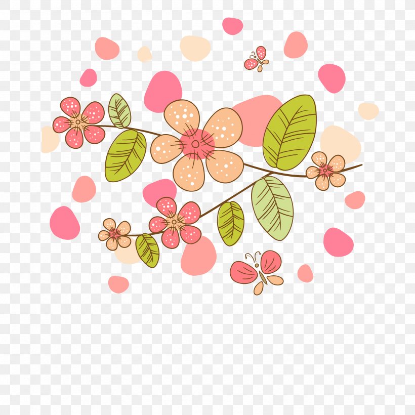 Simple Hand-painted Flowers Cartoon Butterfly Background, PNG, 3333x3333px, Birthday Cake, Anniversary, Birthday, Clip Art, Floral Design Download Free