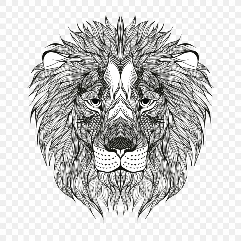 Lion Coloring Book Image Adult Drawing, PNG, 1024x1024px, Lion, Adult, Art, Big Cat, Big Cats Download Free