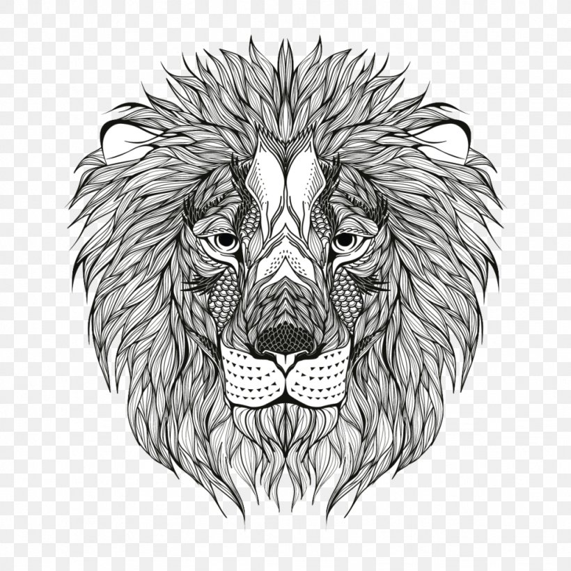 Lion Coloring Book Image Adult Drawing, PNG, 1024x1024px, Lion, Adult ...