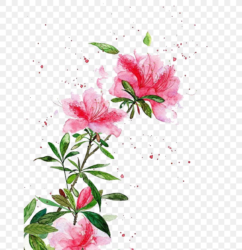 Watercolor: Flowers Watercolor Painting Chinese Art Landscape Painting, PNG, 658x845px, Watercolor Flowers, Art, Artist, Azalea, Blossom Download Free