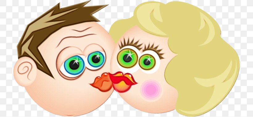 International Kissing Day, PNG, 736x381px, Watercolor, Animation, Cartoon, Cheek, Ear Download Free