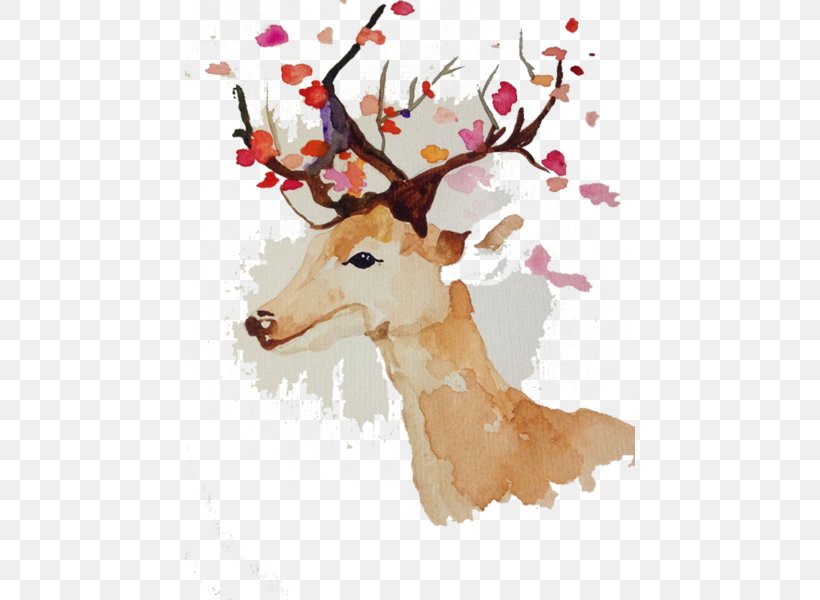 Reindeer Red Deer Antler Illustration, PNG, 450x600px, Reindeer, Antler, Art, Branch, Deer Download Free
