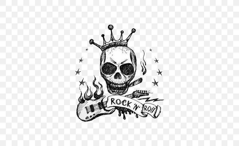 Drawing Guitar Royalty-free Illustration, PNG, 500x500px, Drawing, Black And White, Bone, Brand, Guitar Download Free